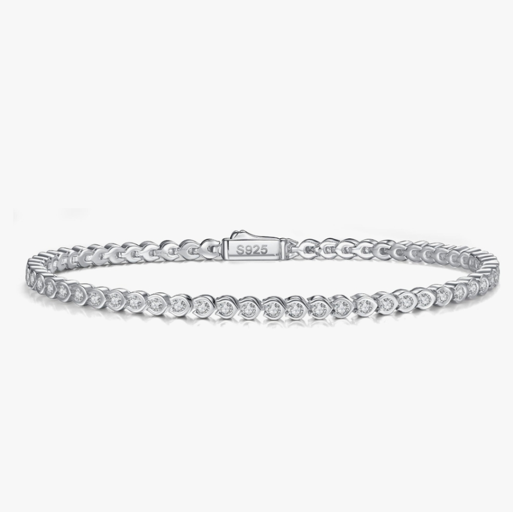 Moissanite Tennis Bracelet, 6.3" (16 cm), Solid 925 Sterling Silver